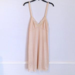 Vintage 80s Blush Pink & Lace Slip Dress
